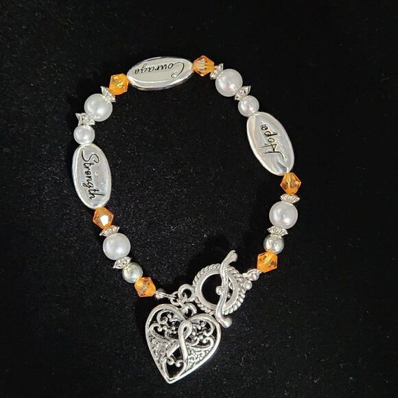 Multiple Sclerosis Awareness Bracelet Sterling Silver Plated MS - Picture 1 of 9